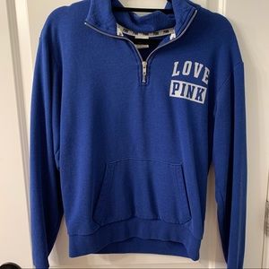 VS PINK Blue Quarter Zip Half Zip Pullover Sweater